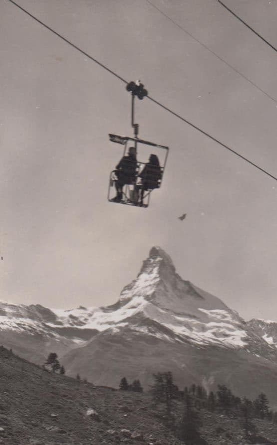 Sesselbahn Zermatt Sunnegga Matterhorn German Cable Car Real Photo Postcard