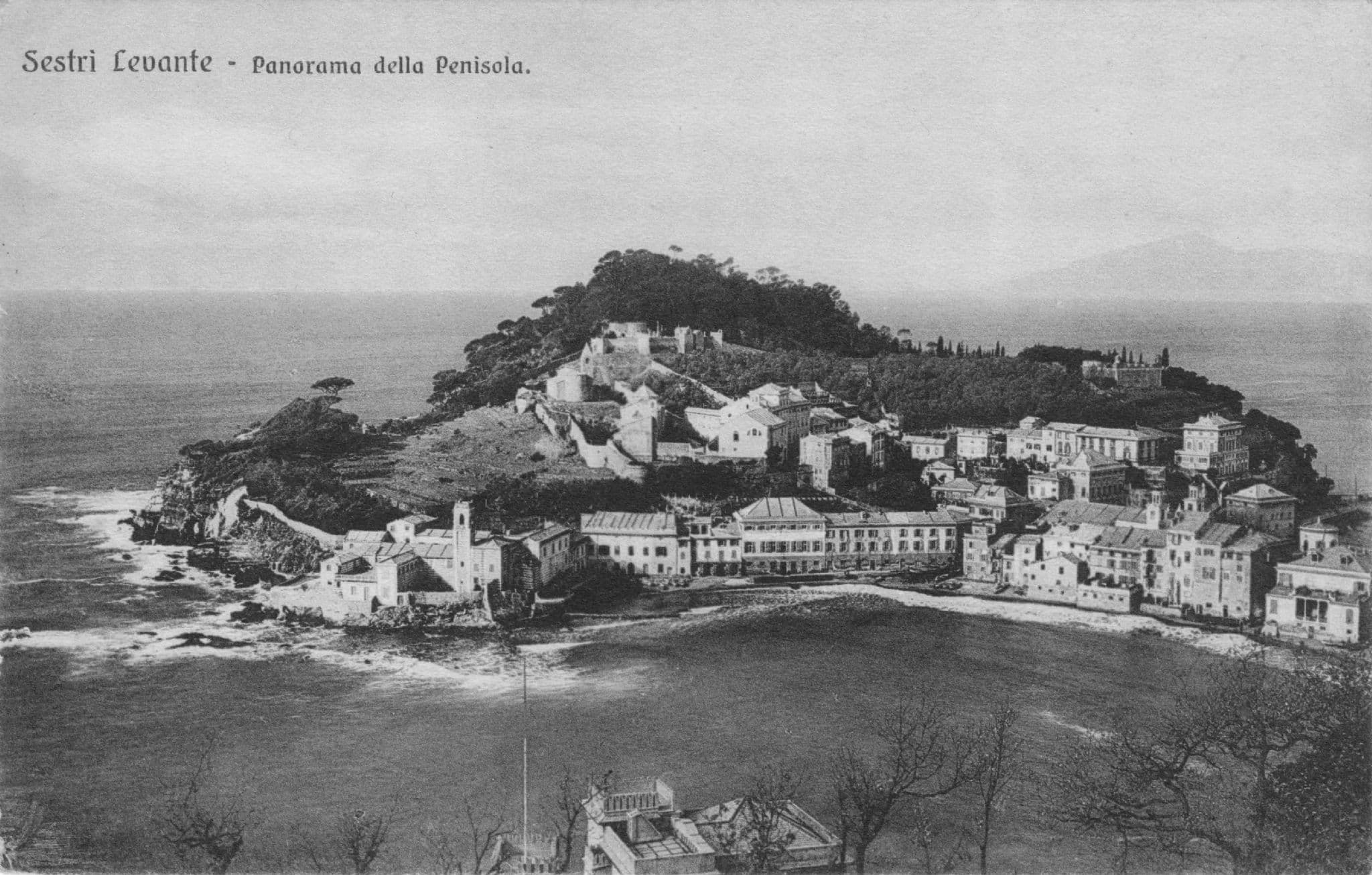 Sestri Lavante Italy Antique Rare Aerial Postcard