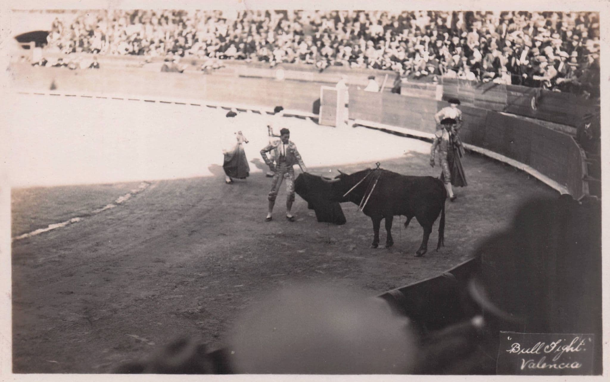 Sexy Glamour Lady Bull Fight Valencia Spain HMS London Ship Old Postcard
