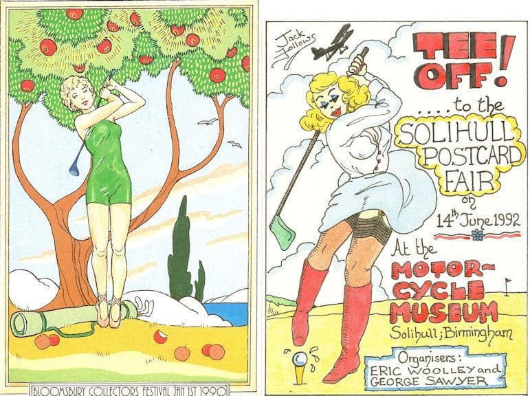 Sexy Golf Lady Golfers 2x Collectors Fair Advertising Postcard s