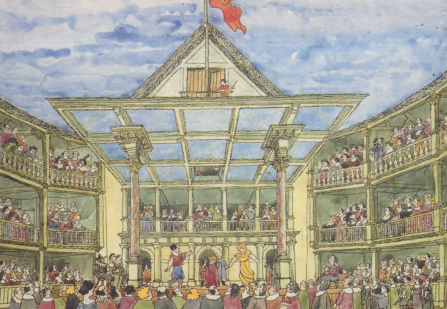 Shakespeare Globe Museum Medieval Pageant Painting Postcard