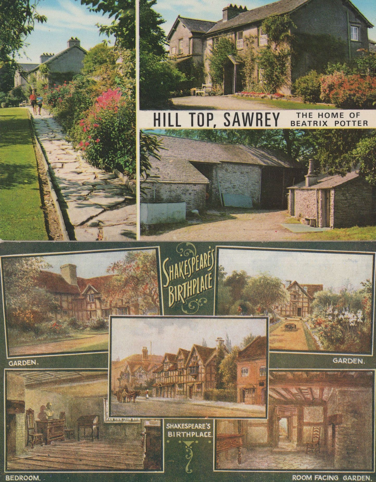 Shakespeare & Sawrey Farm Beatrix Potter Book Author 2x 1970s Postcard
