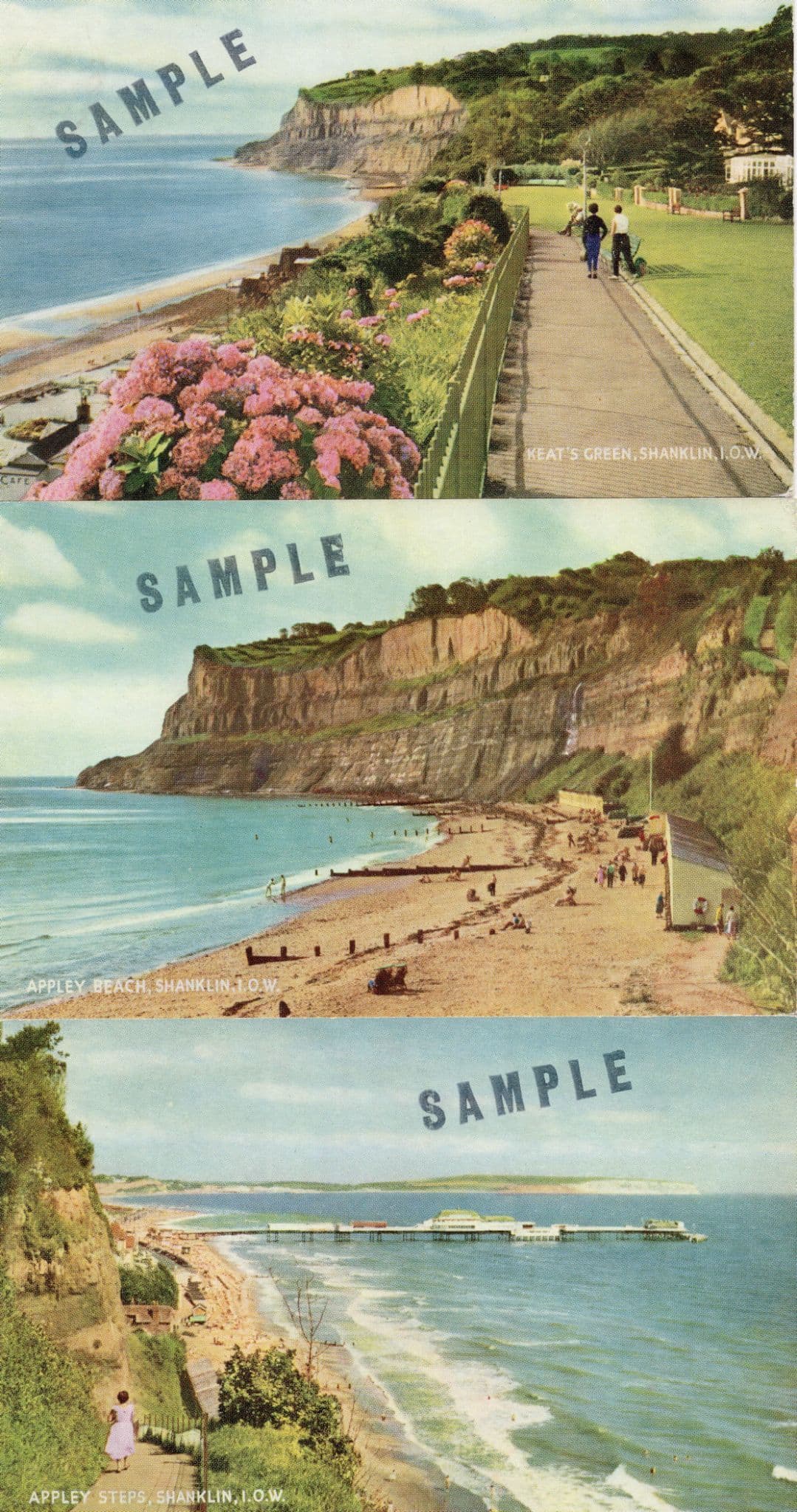 Shanklin Isle Of Wight 3x Rare SAMPLE 1970s Postcard s