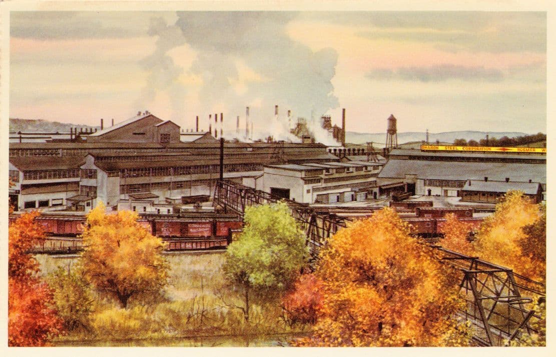Sharon Steel Corporation Roemer Works Pittsburgh & Lake Erie Railroad Old Postcard