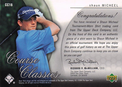 Shaun Micheel Course Classics 2004 Authentic Tournament Upper Deck Golf Shirt Card