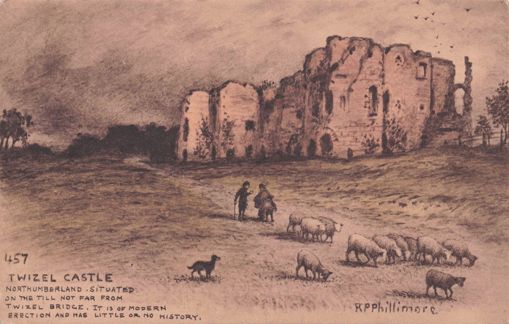 Sheep Farmer At Twizel Castle Northumberland Phillimore Rare Postcard