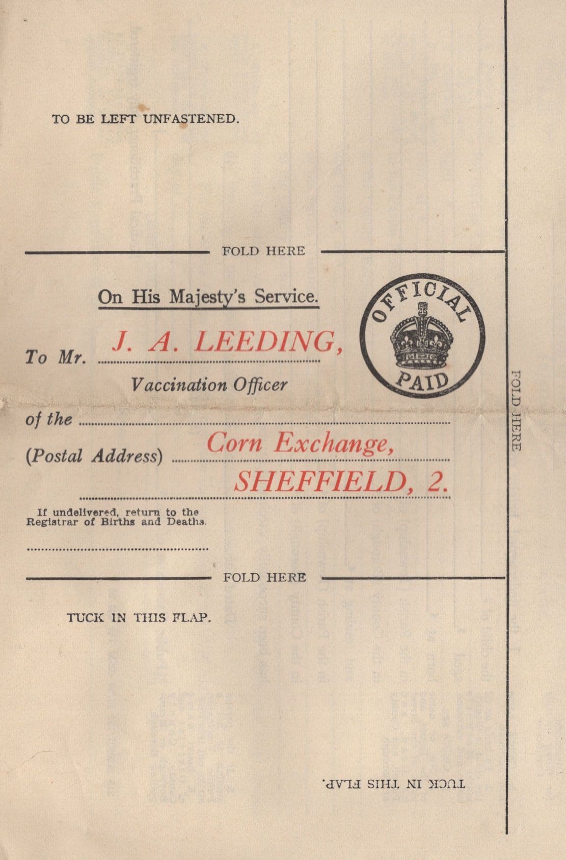 Sheffield 1907 Large Hand Signed Vaccination Act Medical Ephemera