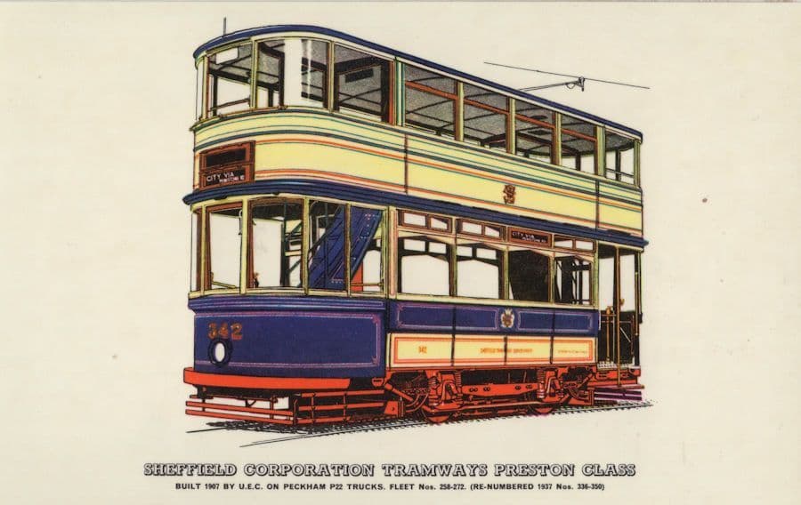 Sheffield 1907 Preston Class Bus Corporation Tramways Postcard