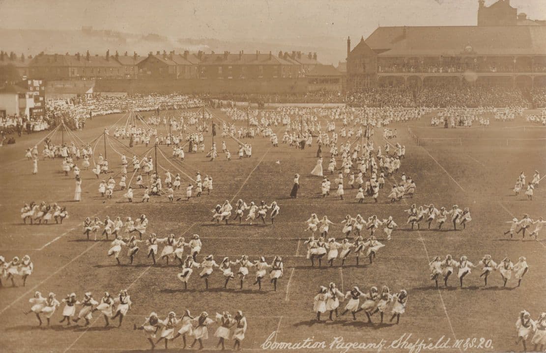 Sheffield Coronation Pageant Morris & Line Dancing Real Photo Old Postcard