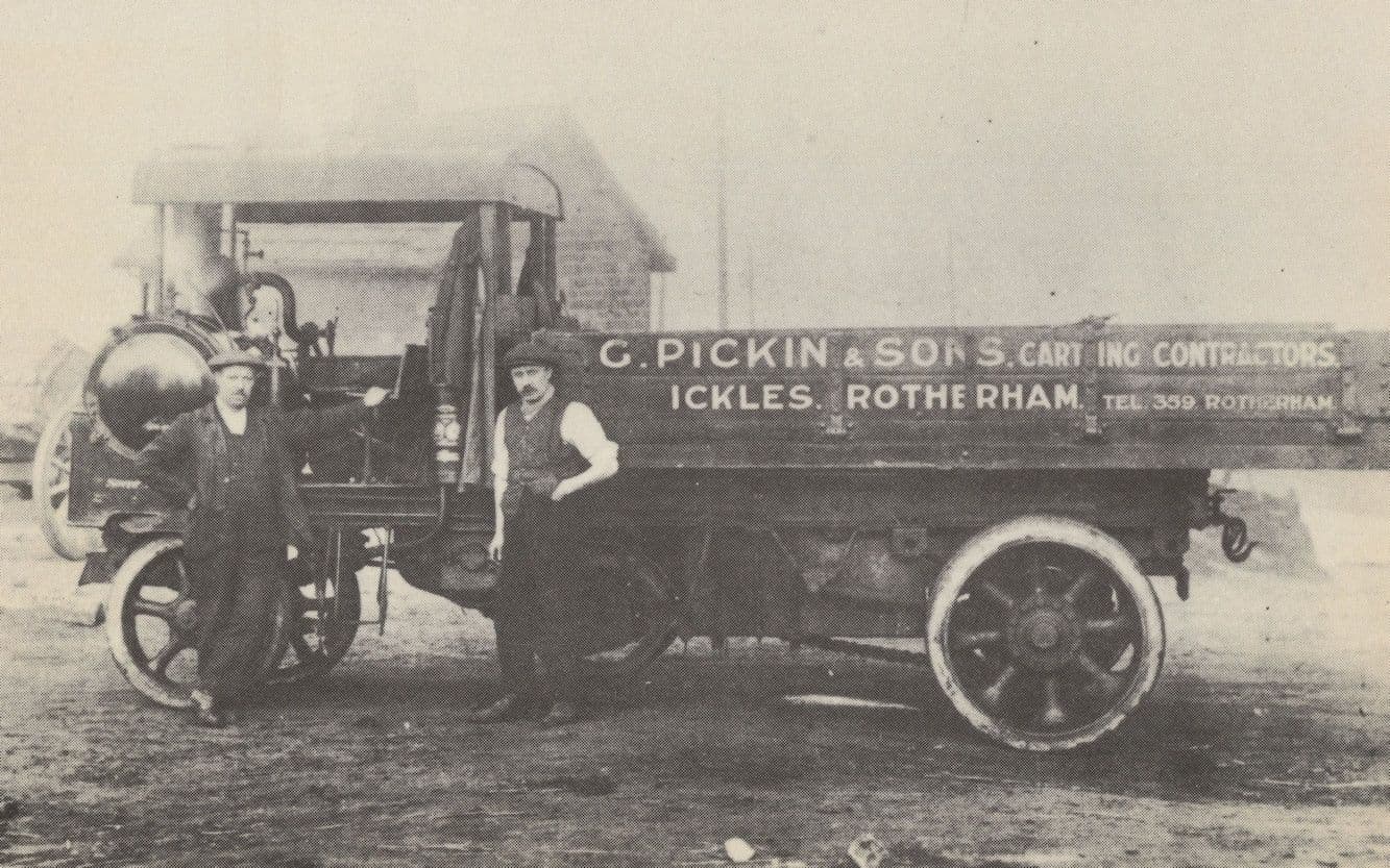 Sheffield Rotherham Old Steam Lorry & Drivers Yorkshire Postcard