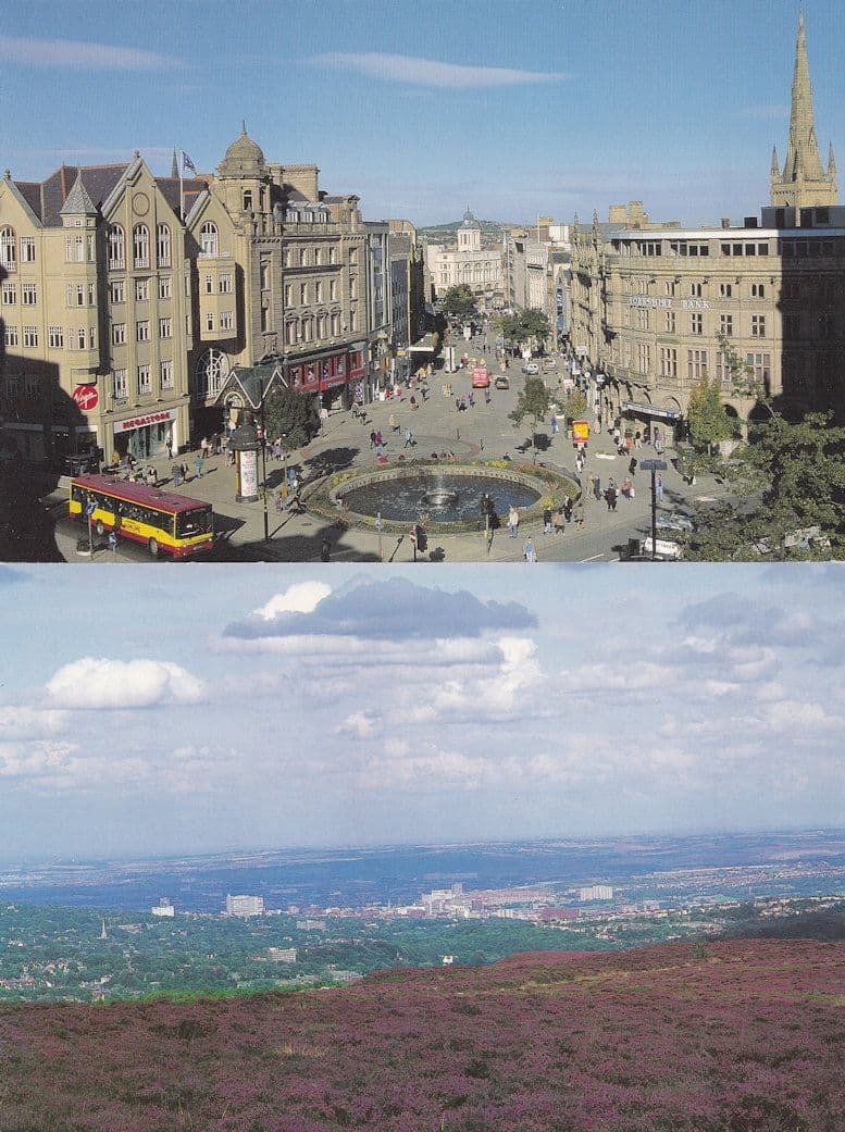 Sheffield Virgin Megastore Moors Birds Eye 2x Aerial Postcard s