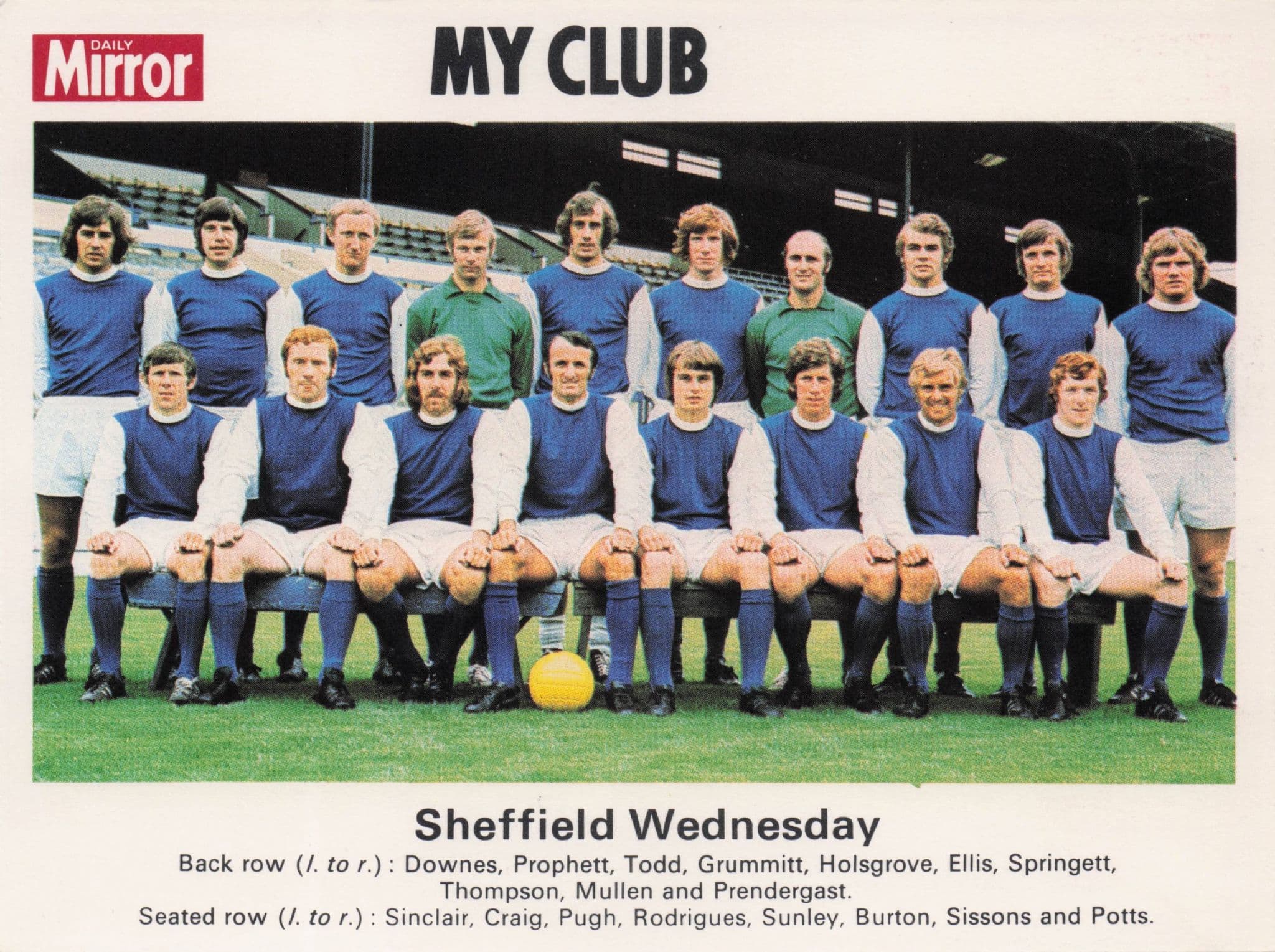 Sheffield Wednesday Football My Club Daily Mirror Rare PB Postcard