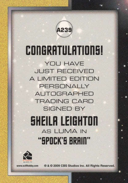 Sheila Leighton Star Trek Dr Spock Brain Rare Signed Autograph Card