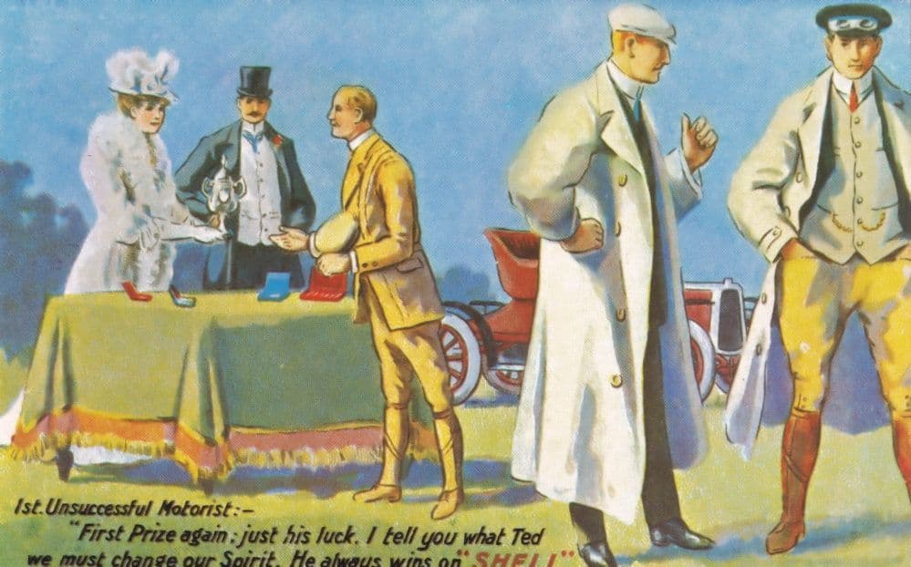 Shell Motor Spirit 1st Unsuccessful Motorist Reproduction Advert Postcard
