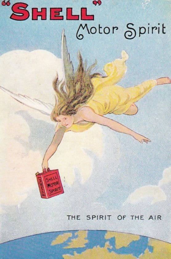 Shell Petrol Angel Lady Flying In Air Advertising Postcard