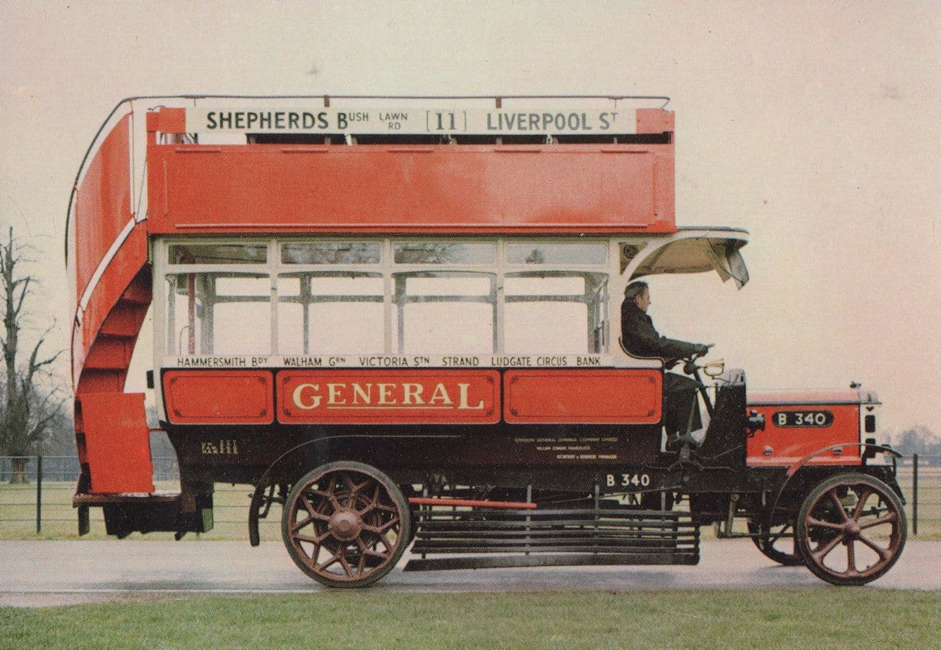 Shepherds Bush London 1910 B-Type Bus To Liverpool Street Postcard