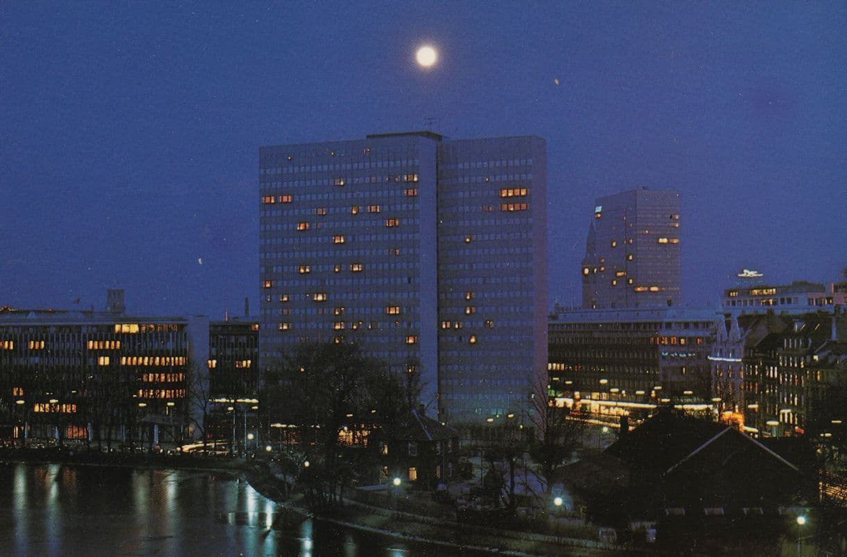 Sheraton Copenhagen Hotel Denmark At Night Advertising Postcard