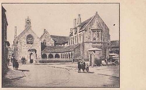 Sherborne Almshouses Keesey Dorset Vintage Artist Painting Postcard