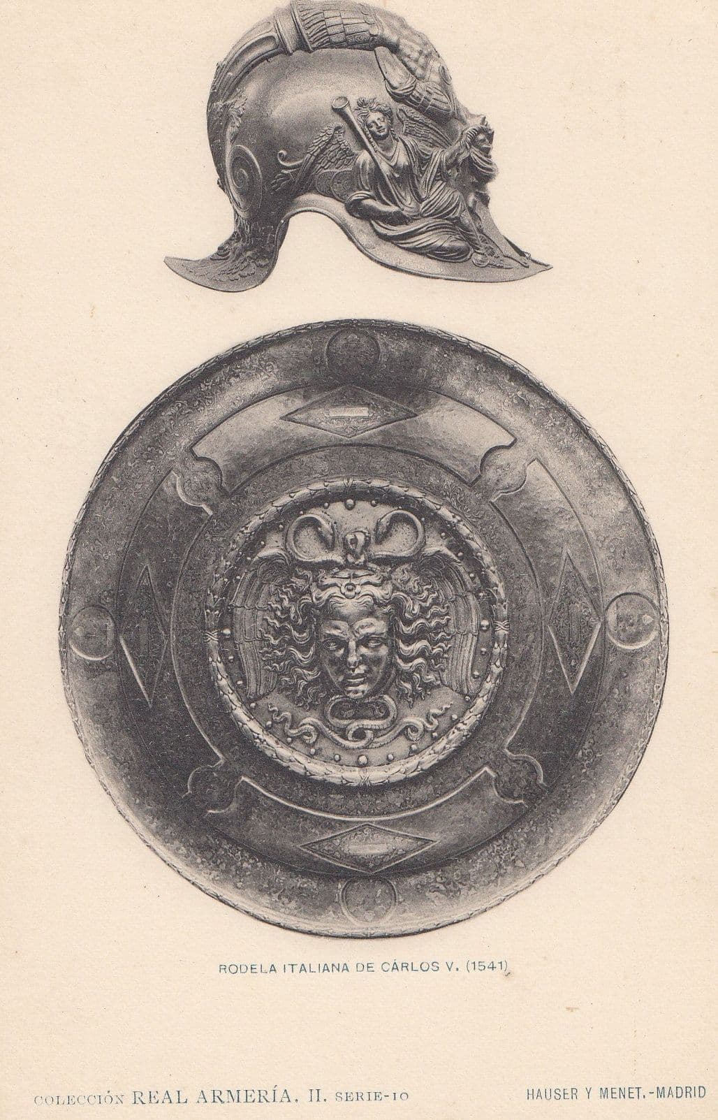Shield & Helmet Of Charles V 5th Roman Emporer Of Spain Armour Old Postcard
