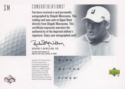 Shigeki Marayama Sign Of The Times Hand Signed 2001 SP Golf Autograph Card
