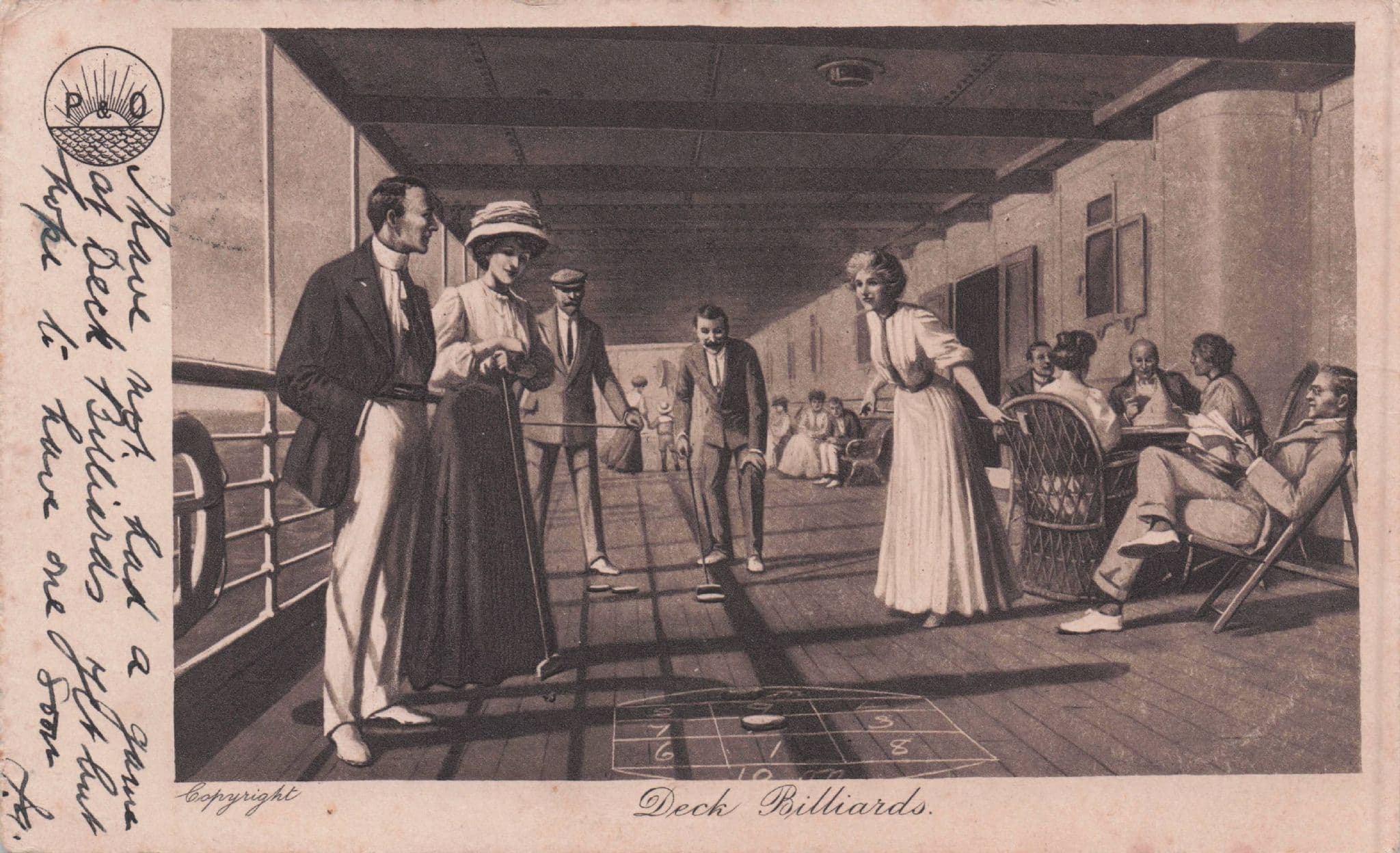 Ship Deck Games P&O Ferry Cairo Military Frank 1910 Postcard