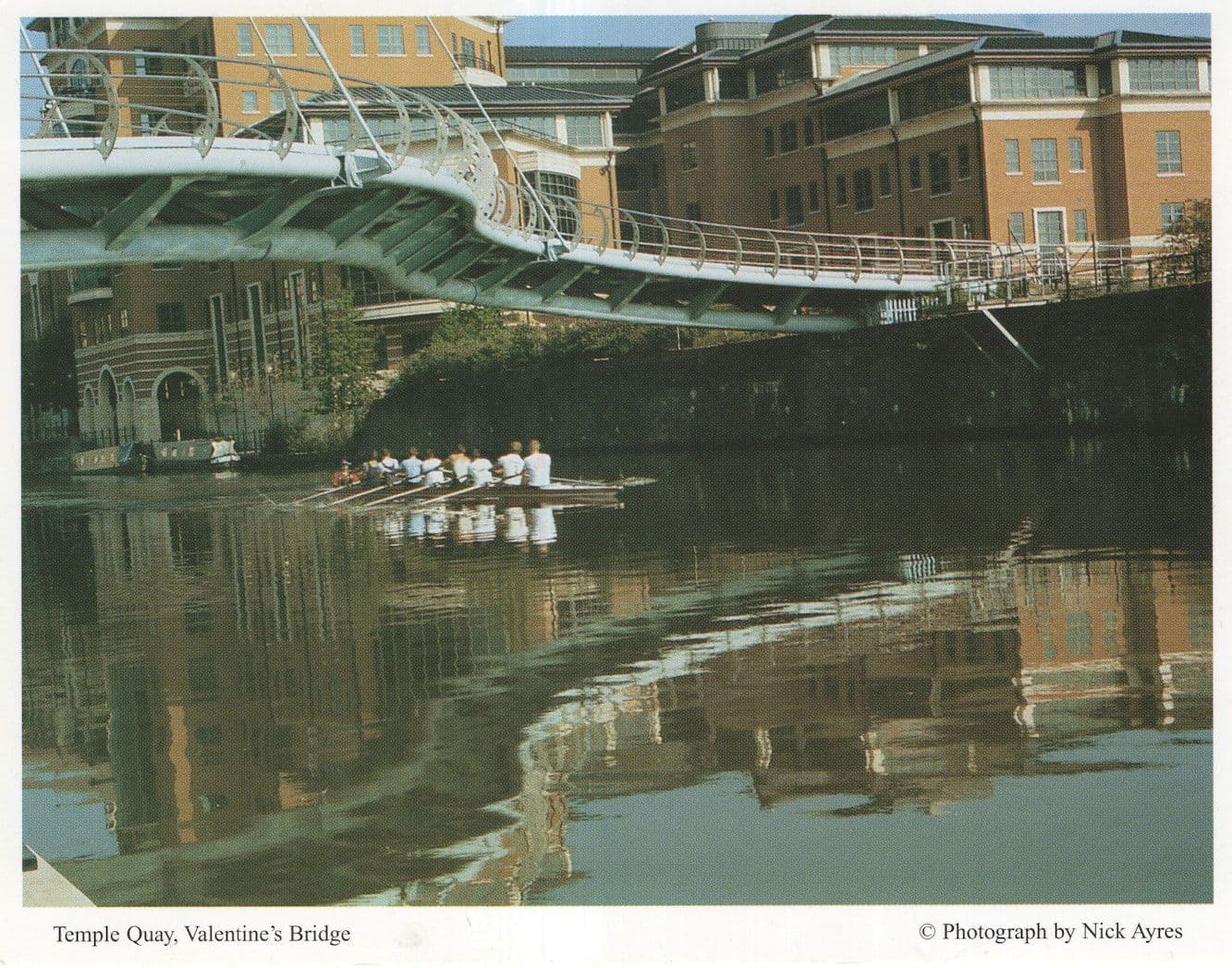 Ship Race Style Rowing Boat & Riders at Valentines Bridge Bristol Postcard