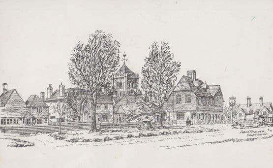 Shipbourne Pub Bicycle Artist Drawing Painting Postcard