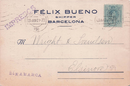 Shipping Company Cataluna Barcelona Spain Old Advertising Postcard