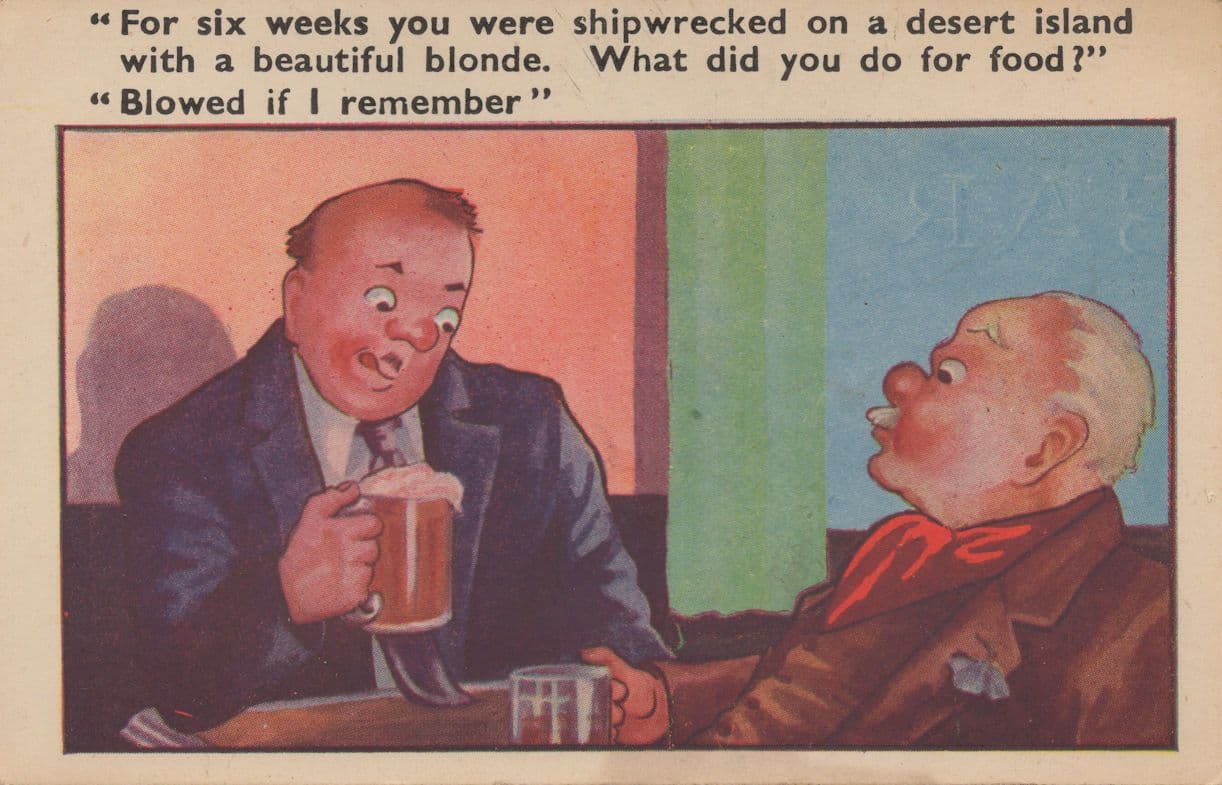 Shipwrecked Blow Job Antique Comic Humour Postcard