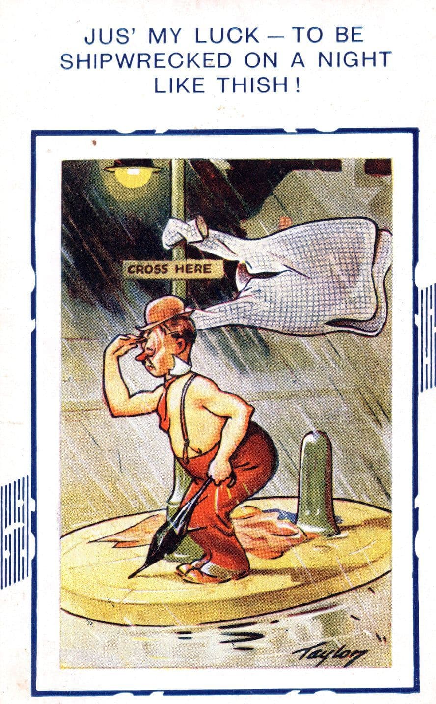 Shipwrecked Traffic Roundabout Bamforth WW2 Comic Postcard