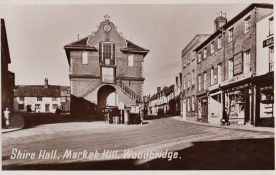 Shire Hall in Woodbridge Suffolk in 1959 Roadworks Detour Traffic Cones Postcard