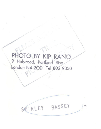 Shirley Bassey Vintage Mint London Kip Rano Rare Press Photo