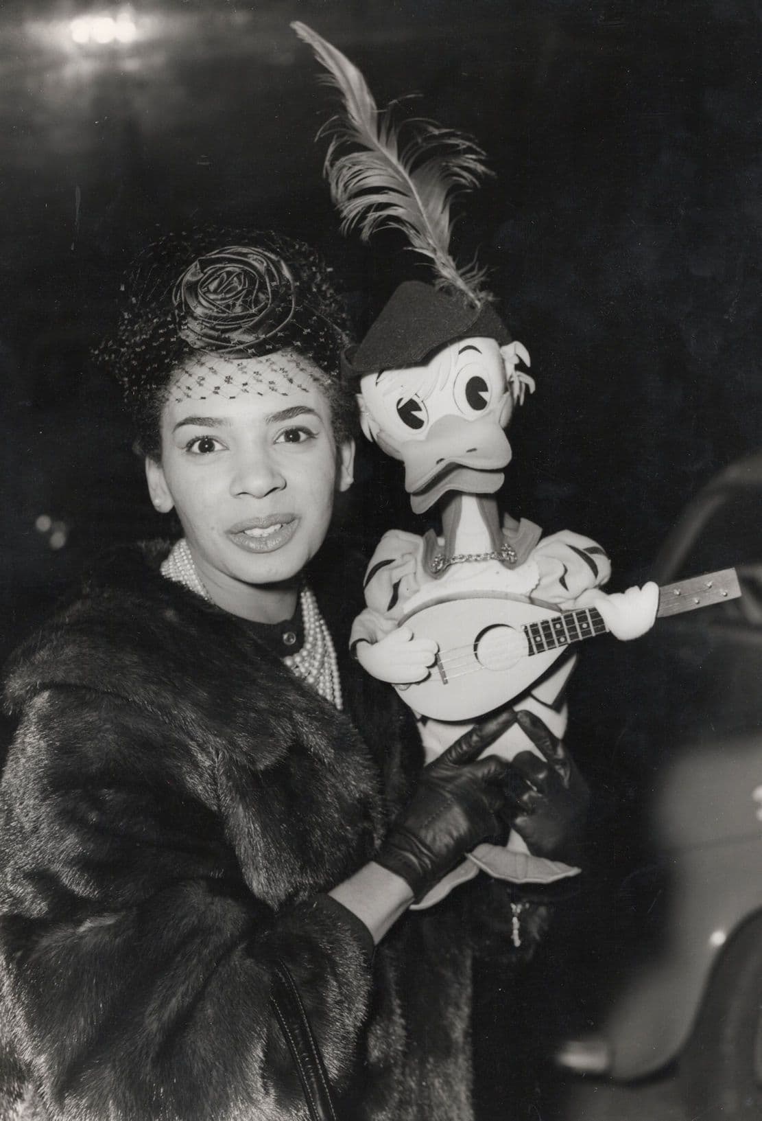 Shirley Bassey Walt Disney Donald Duck Mascot 1960 Large Press Photo