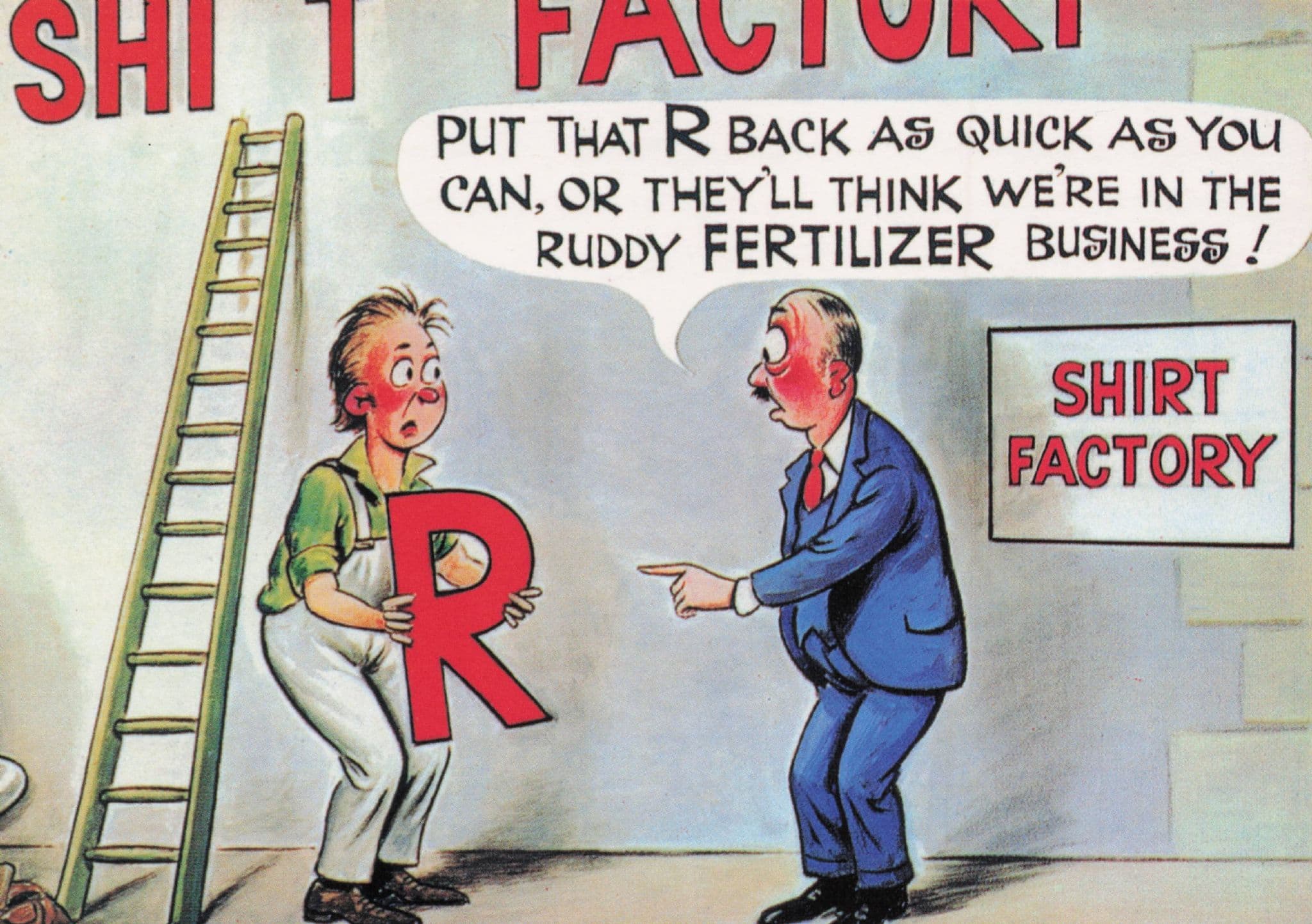 Shirt Factory Workers Rude Swear Word Sign Bamforths Comic Postcard