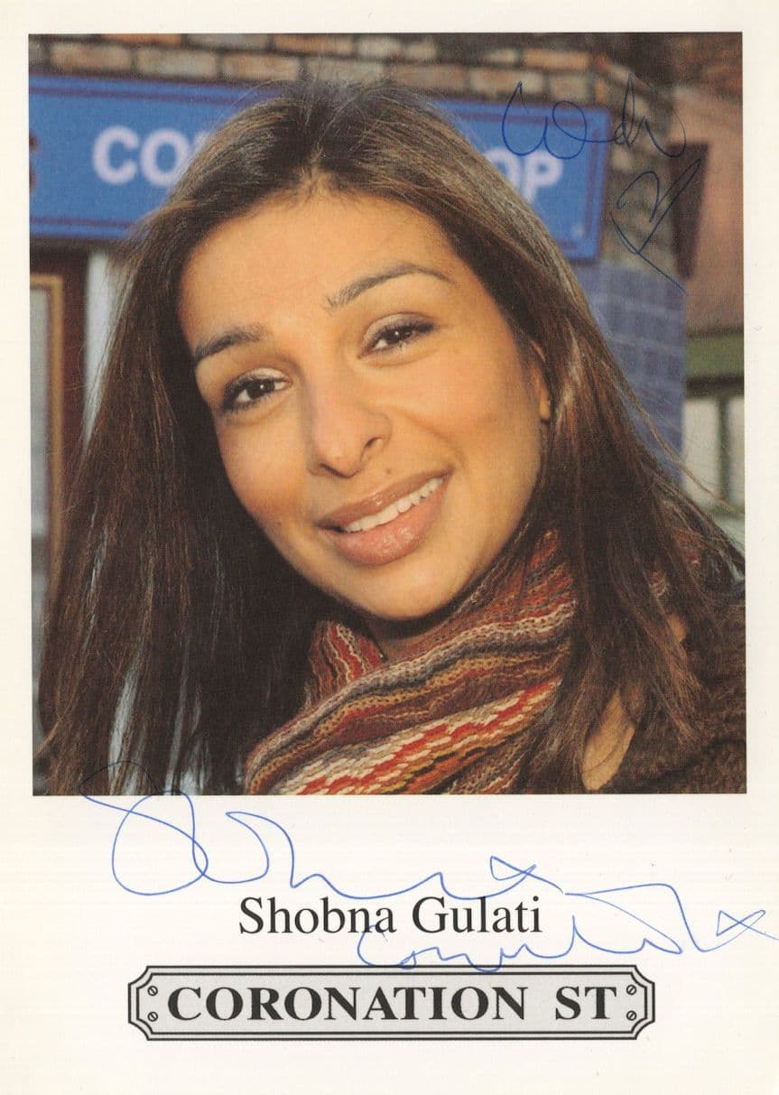 Shobna Gulati Coronation Street Hand Signed Cast Card Photo