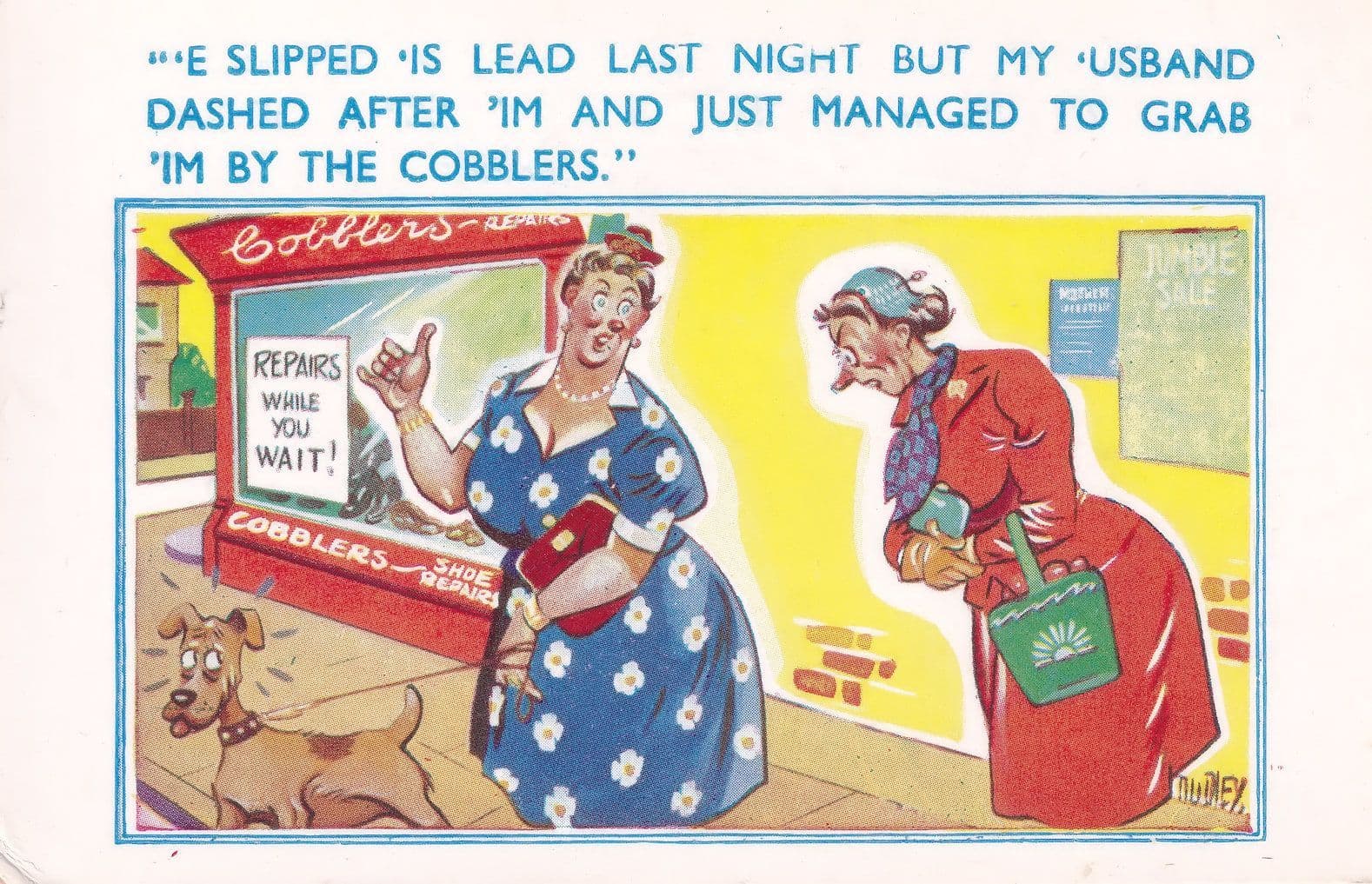 Shoe Repair Cobblers Shop Old Comic Postcard