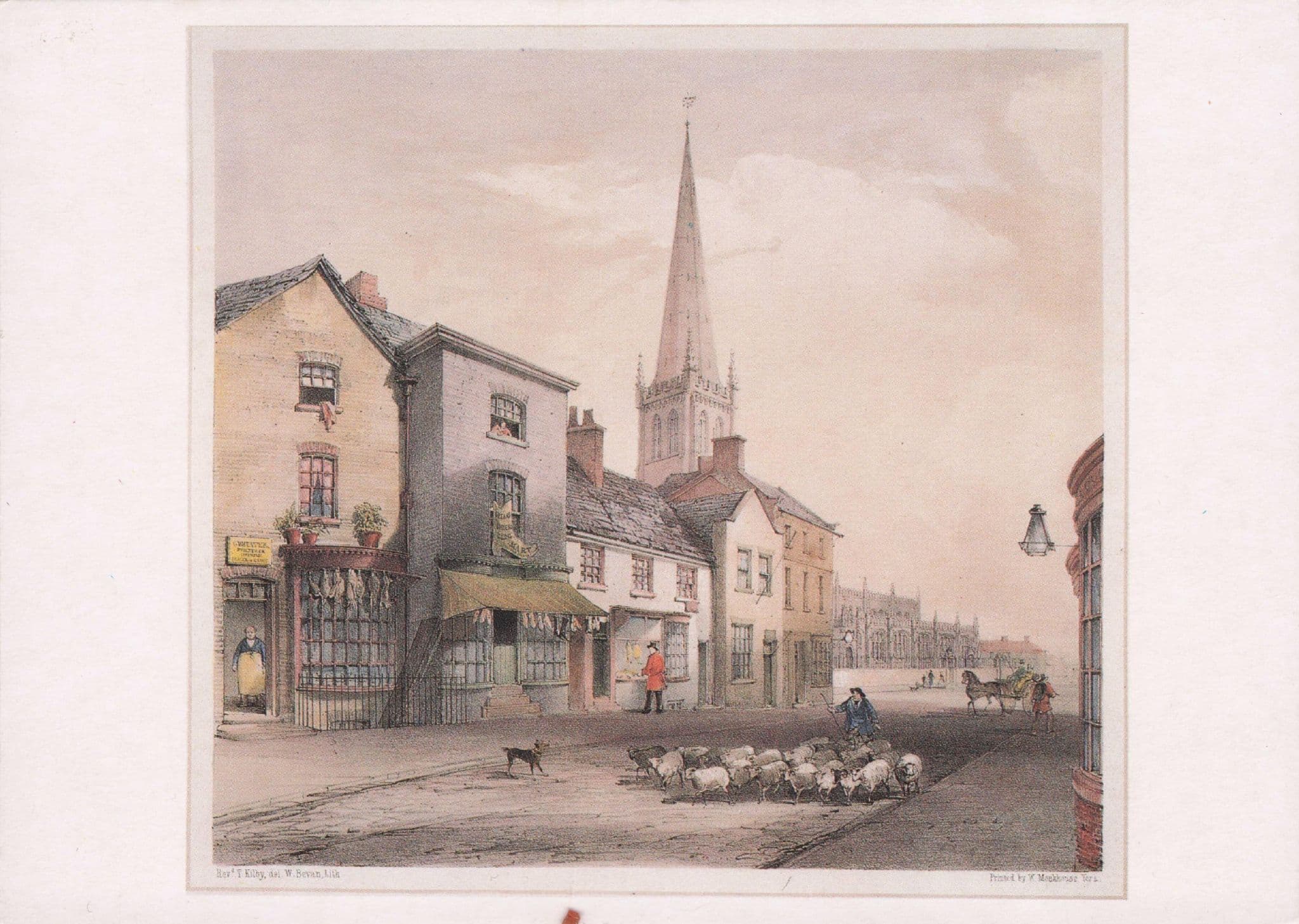 Shoe Shop George Street Little Westgate Wakefield in 1853 Painting Postcard