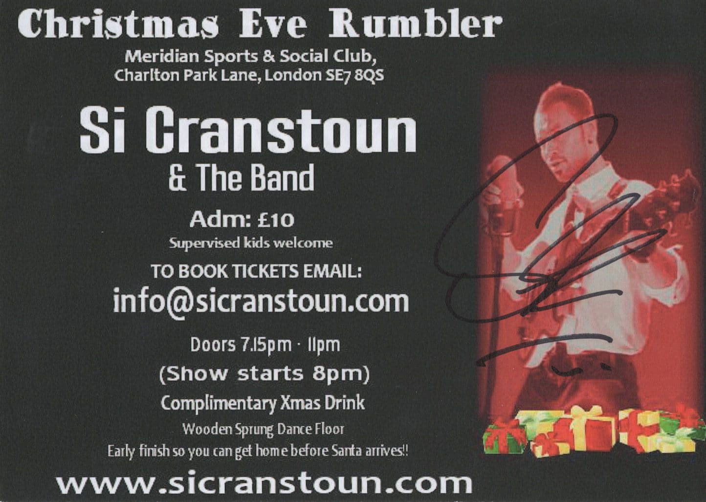 Si Cranstoun Rock'n'Roll Hand Signed Theatre Flyer Autograph