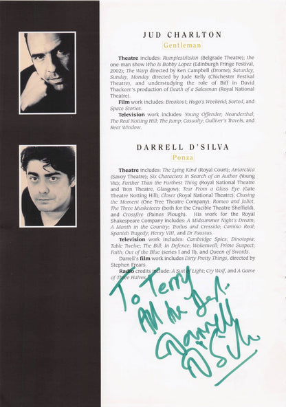Sian Brooke Anna Carteret Darrell De Silva Hand Signed Theatre Page