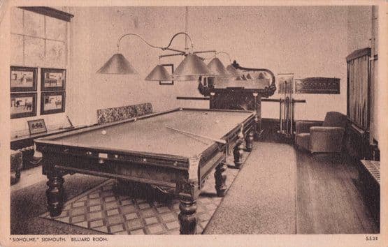 Sidholme Sidmouth Billiard Snooker Room Devon Antique Postcard