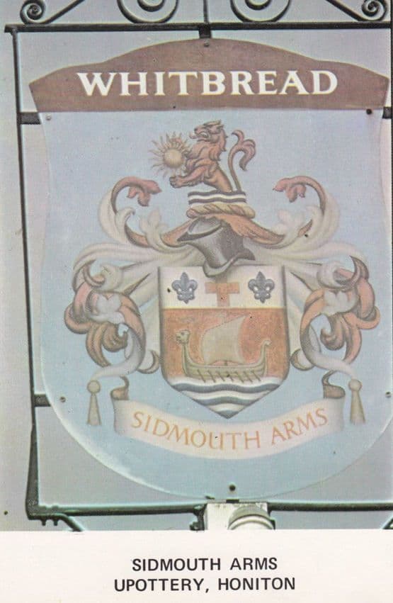 Sidmouth Arms Upottery Honiton Devon Village Pub Hanging Sign Postcard