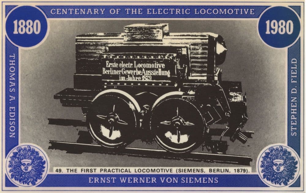 Siemens Berlin First Locomotive Train 1879 Anniversary Postcard