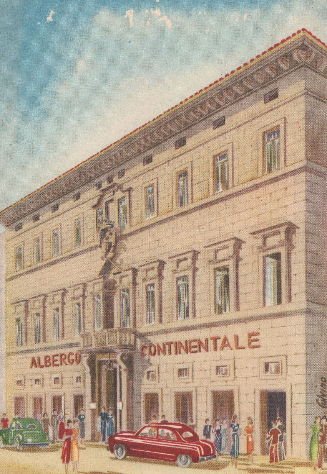 Siena Hotel Continental Italy Old Painting Postcard