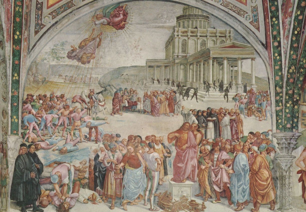 Signorelli Stories Of The Antichrist Orvieto Painting Postcard
