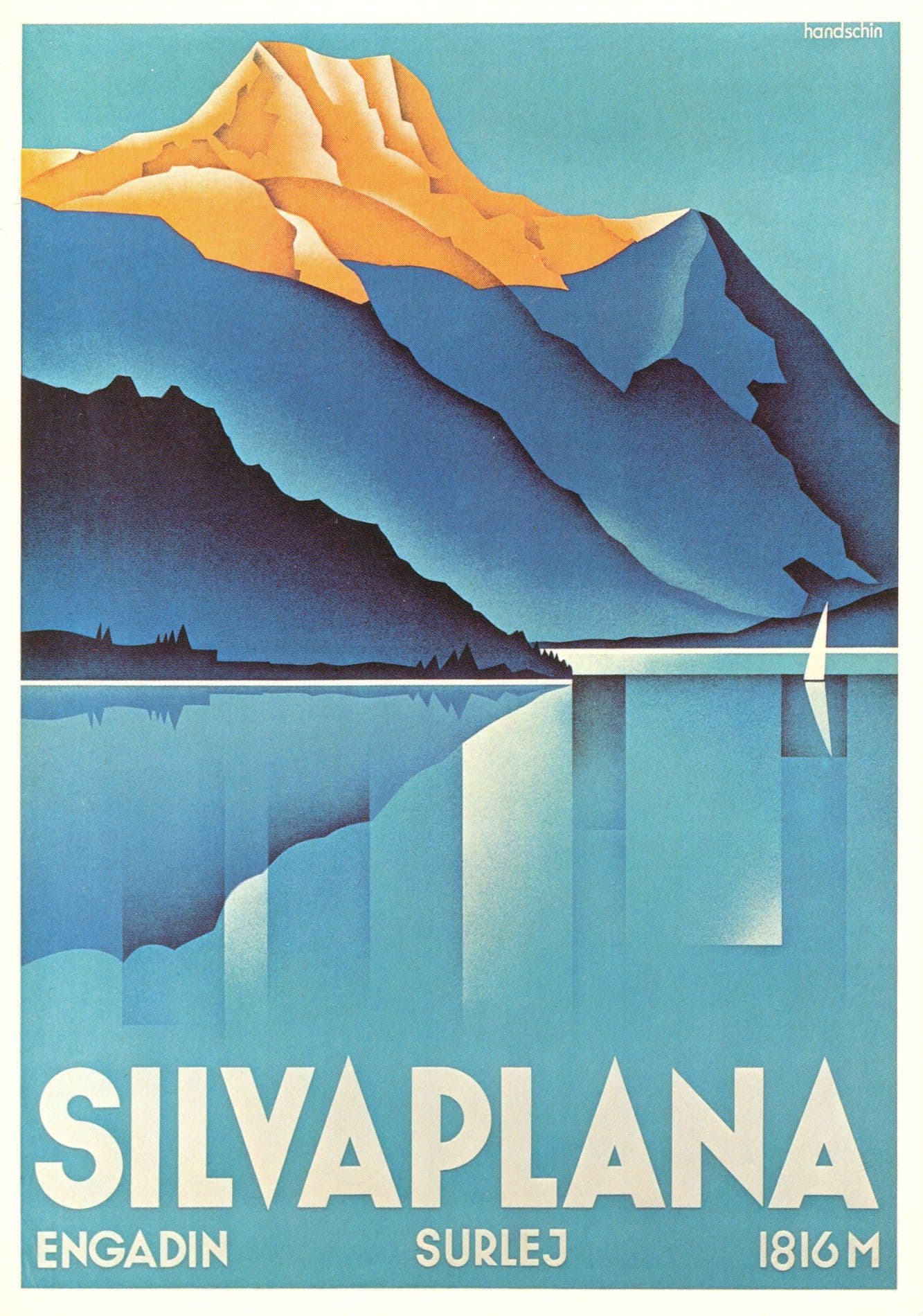 Silvaplana Engadin Surlej Verkehrsverein 1934 Switzerland Poster Postcard