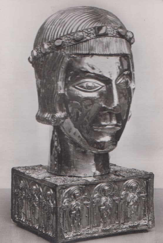 Silver Head Gilt Reliquary Basle Cathedral 13th Century Primitive Art Postcard