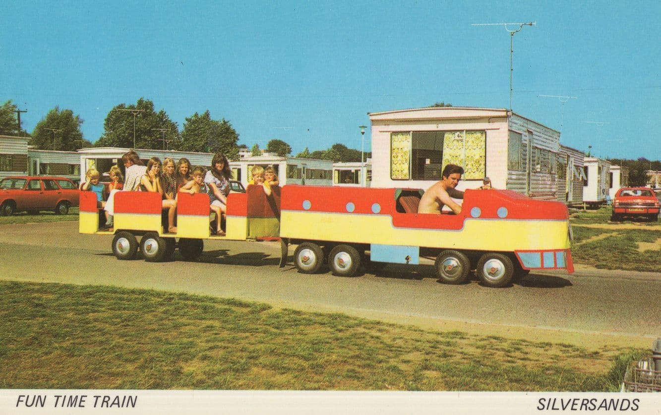 Silversands Fun Time Train 1970s Norfolk Caravan Site Postcard