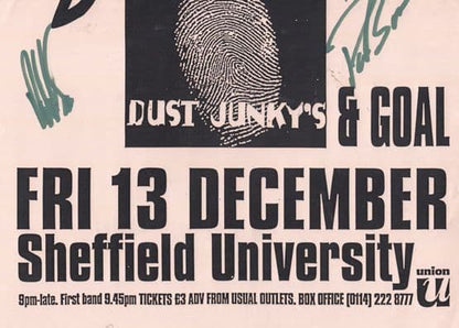 Silversun Dust Junkys Pop Sheffield University 1997 Hand Signed Concert Poster