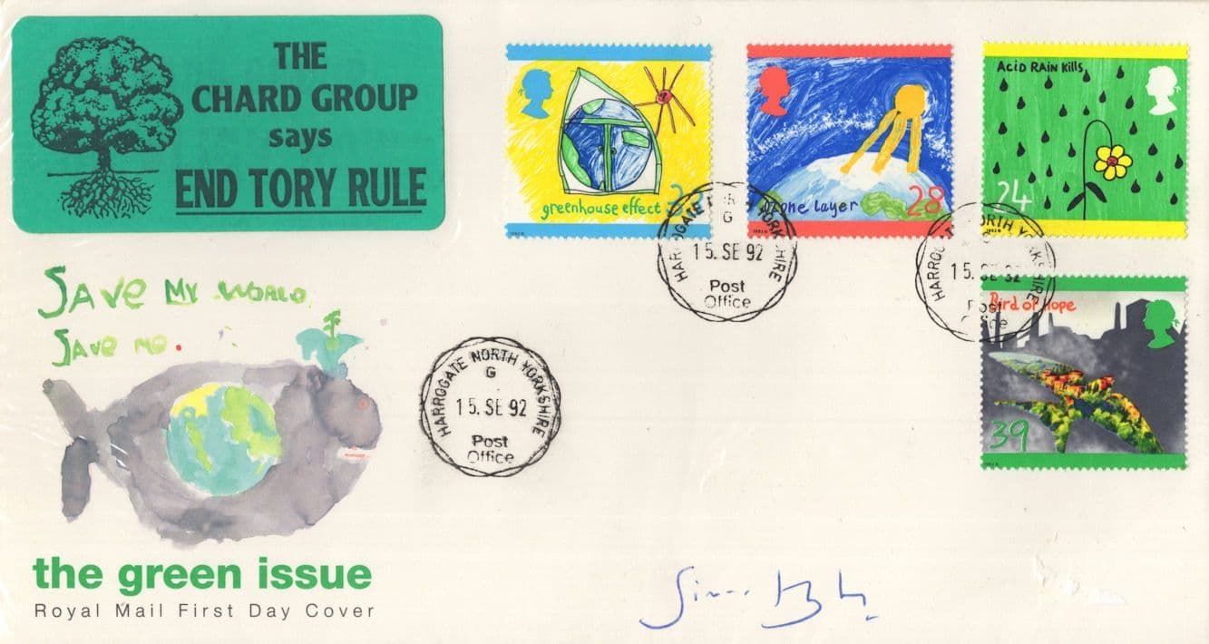 Simon Hughes Liberal MP End Tory Rule Politics 1992 Hand Signed Green FDC