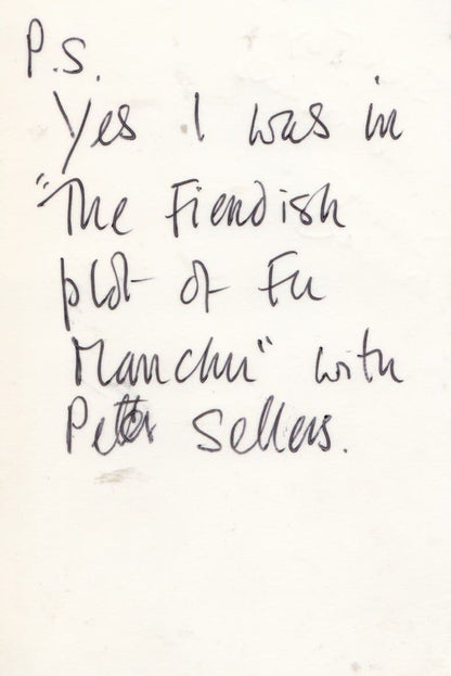 Simon Williams with Peter Sellers Fu Manchu Reverse Message Hand Signed Photo